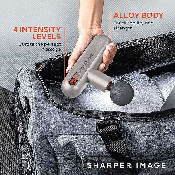 Sharper Image Powerboost Move - Mini Percussion Massage Gun| 4 Attachments, 4 Speeds, FSA Eligible| Full Body Back & Shoulder Massager| Deep Tissue Muscle Recovery| Portable Pain Relief Massage Tool - Image 5