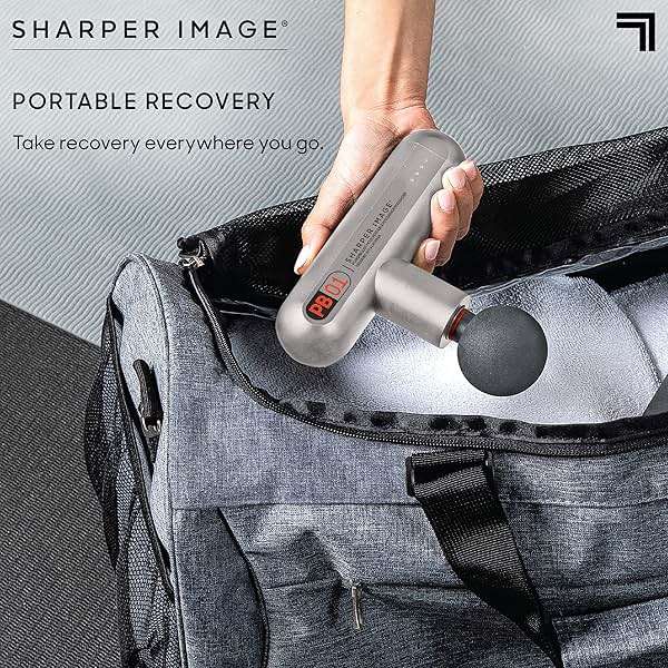 Sharper Image Powerboost Move - Mini Percussion Massage Gun| 4 Attachments, 4 Speeds, FSA Eligible| Full Body Back & Shoulder Massager| Deep Tissue Muscle Recovery| Portable Pain Relief Massage Tool - Image 8