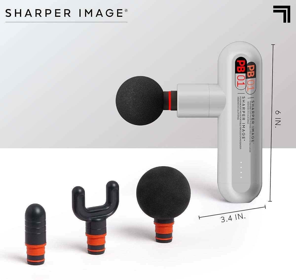 Sharper Image Powerboost Move - Mini Percussion Massage Gun| 4 Attachments, 4 Speeds, FSA Eligible| Full Body Back & Shoulder Massager| Deep Tissue Muscle Recovery| Portable Pain Relief Massage Tool - Image 9