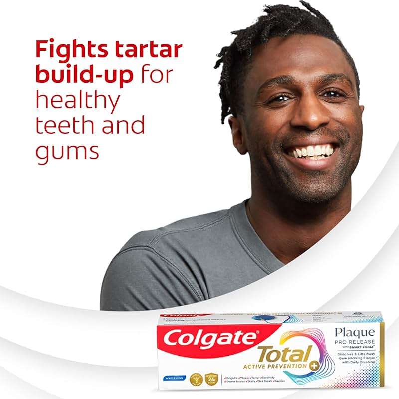 Colgate Total Plaque Pro Release Whitening Toothpaste, Whitening Fluoride Toothpaste, Fights Plaque, Bad Breath, Tartar Buildup, and Helps Protect Teeth from Sensitivity, 3.0 oz - Image 5
