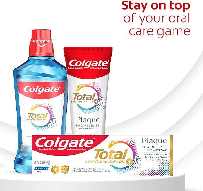 Colgate Total Plaque Pro Release Whitening Toothpaste, Whitening Fluoride Toothpaste, Fights Plaque, Bad Breath, Tartar Buildup, and Helps Protect Teeth from Sensitivity, 3.0 oz - Image 8