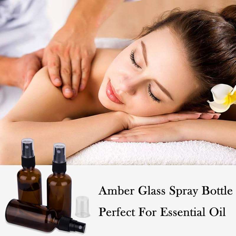 hmaimas Small Amber Glass Spray Bottles For Essential Oils, 2oz Empty Fine Mist Mini Spray Bottles, Set of 18 - Image 5