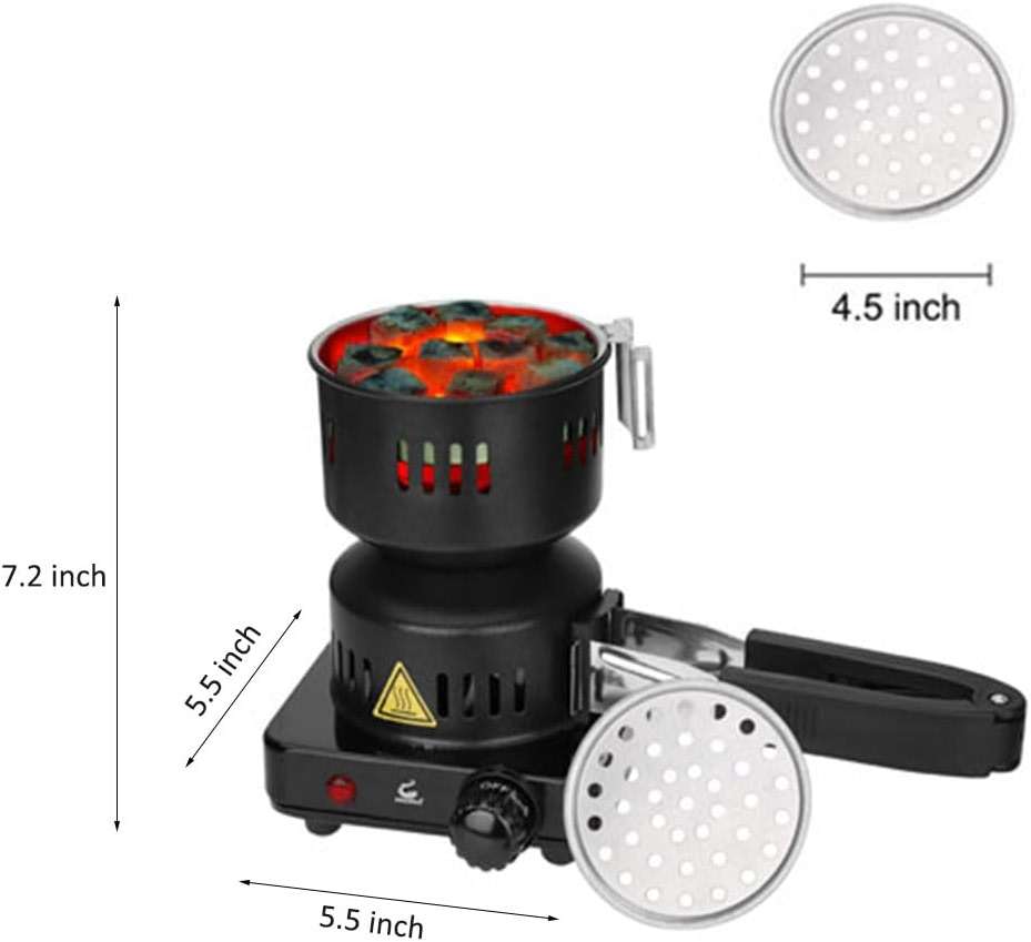 ETL Approved Charcoal Starter - Coal Burner Hot Plate Electric Stove Coconut Starter with Stainless Detachable Tongs, 4.9Ft Longer Cords, 650W Faster Heating for BBQ Kitchen etc. - Image 2