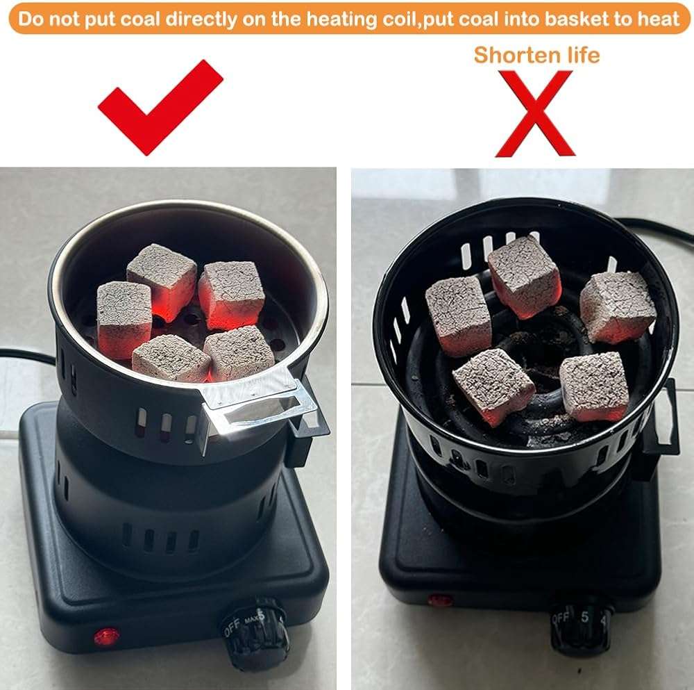 ETL Approved Charcoal Starter - Coal Burner Hot Plate Electric Stove Coconut Starter with Stainless Detachable Tongs, 4.9Ft Longer Cords, 650W Faster Heating for BBQ Kitchen etc. - Image 8
