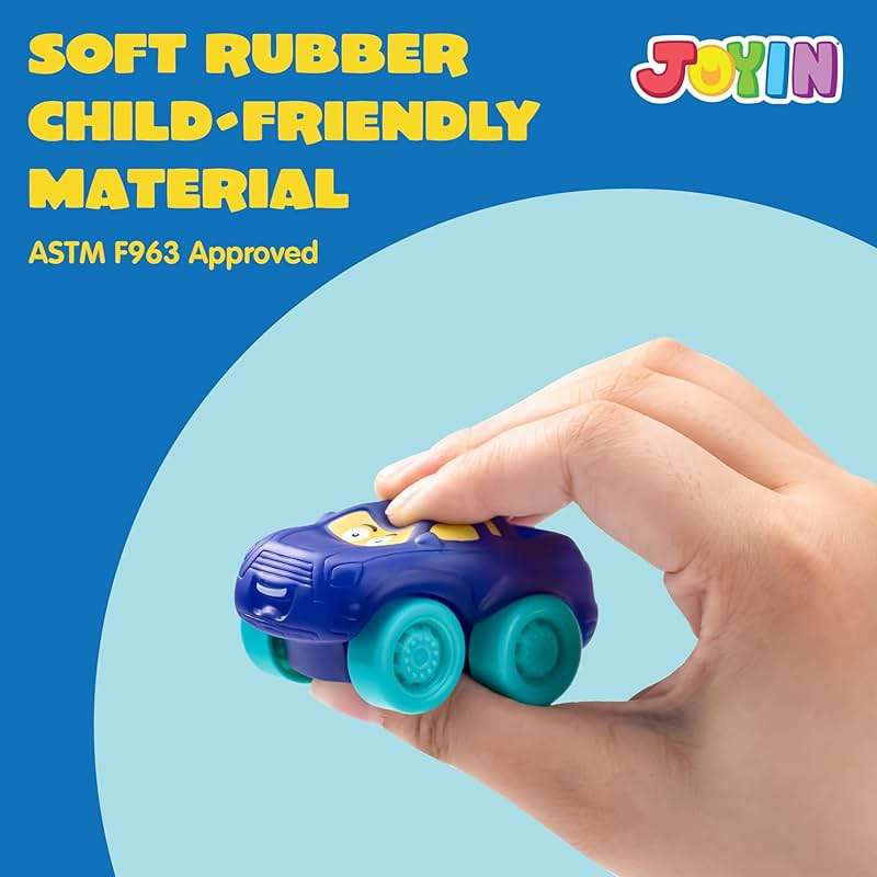 JOYIN Cartoon Cars, Soft Rubber Toy Car Set, Mini Vehicles, Bath Toy Car for Toddlers, Christmas Great Gift for Boys and Girls, Summer Beach and Pool Activity, Party Favors for Kids - Image 5