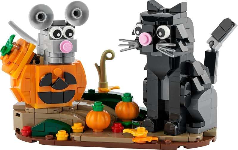 LEGO Halloween Cat & Mouse 40570 Building Kit, Whimsical Halloween Dtecor with Adorable Cat, Mouse, and Pumpkin Toys, Halloween Toy - Image 4