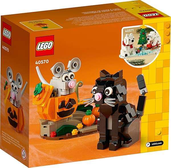 LEGO Halloween Cat & Mouse 40570 Building Kit, Whimsical Halloween Dtecor with Adorable Cat, Mouse, and Pumpkin Toys, Halloween Toy - Image 5