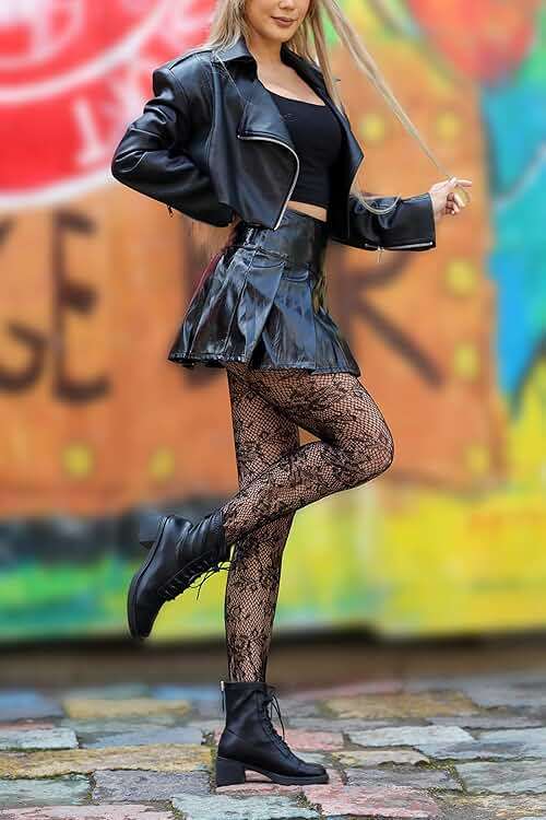 EVERSWE High Waist Fishnet Tights, Thigh High Suspender Stockings - Image 3