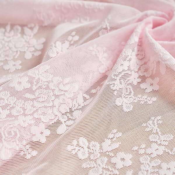 YJ YANJUN Vintage Lace Curtains 63 Inches Length- Cute Sheer Pink Curtains for Girls Bedroom Light Pink Floral Short Window Drapes Princess Girls Room Coquette Decor 2 Panels 52 x63 Inch - Image 5