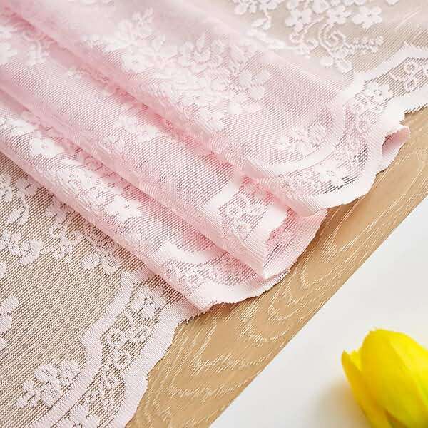 YJ YANJUN Vintage Lace Curtains 63 Inches Length- Cute Sheer Pink Curtains for Girls Bedroom Light Pink Floral Short Window Drapes Princess Girls Room Coquette Decor 2 Panels 52 x63 Inch - Image 6