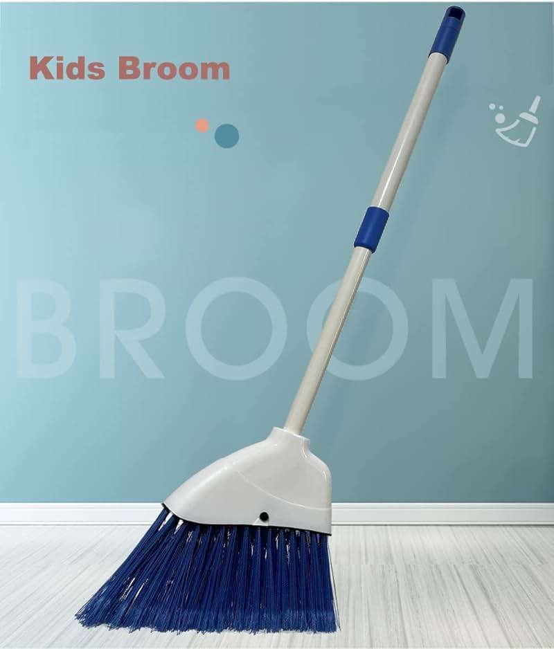 Xifando Kids Broom-Housekeeping Cleaning Tool for Kids Pretend Playing,Retractable Small Broom for Littler Helper(White+Blue) - Image 4