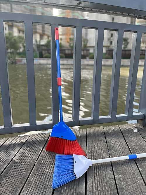 Xifando Kids Broom-Housekeeping Cleaning Tool for Kids Pretend Playing,Retractable Small Broom for Littler Helper(White+Blue) - Image 6
