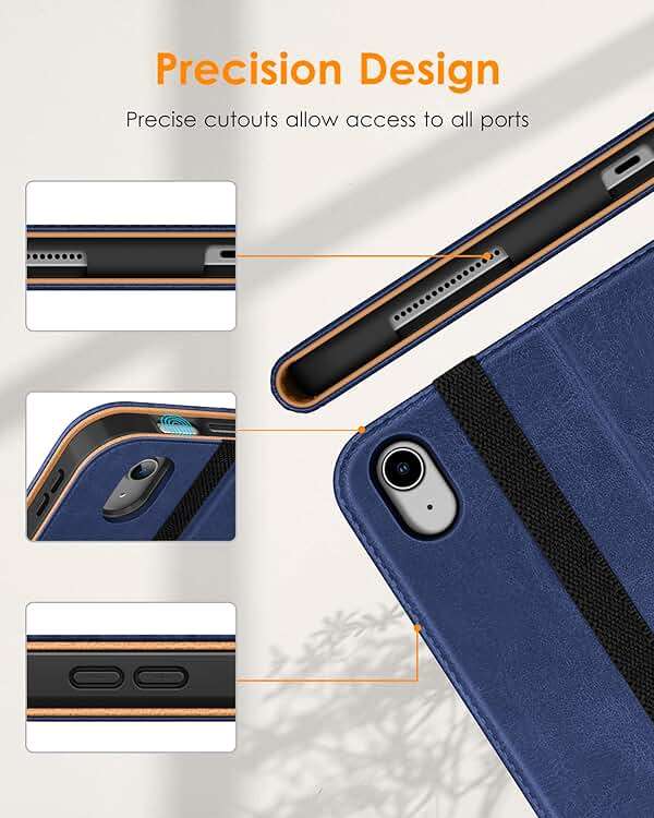DTTO for iPad (A16) 11th Generation Case 11 Inch 2025, iPad 10th Generation Case 10.9 Inch 2022, Premium Leather Business Folio Stand Cover with Pencil Holder - Auto Wake/Sleep, Navy Blue - Image 6