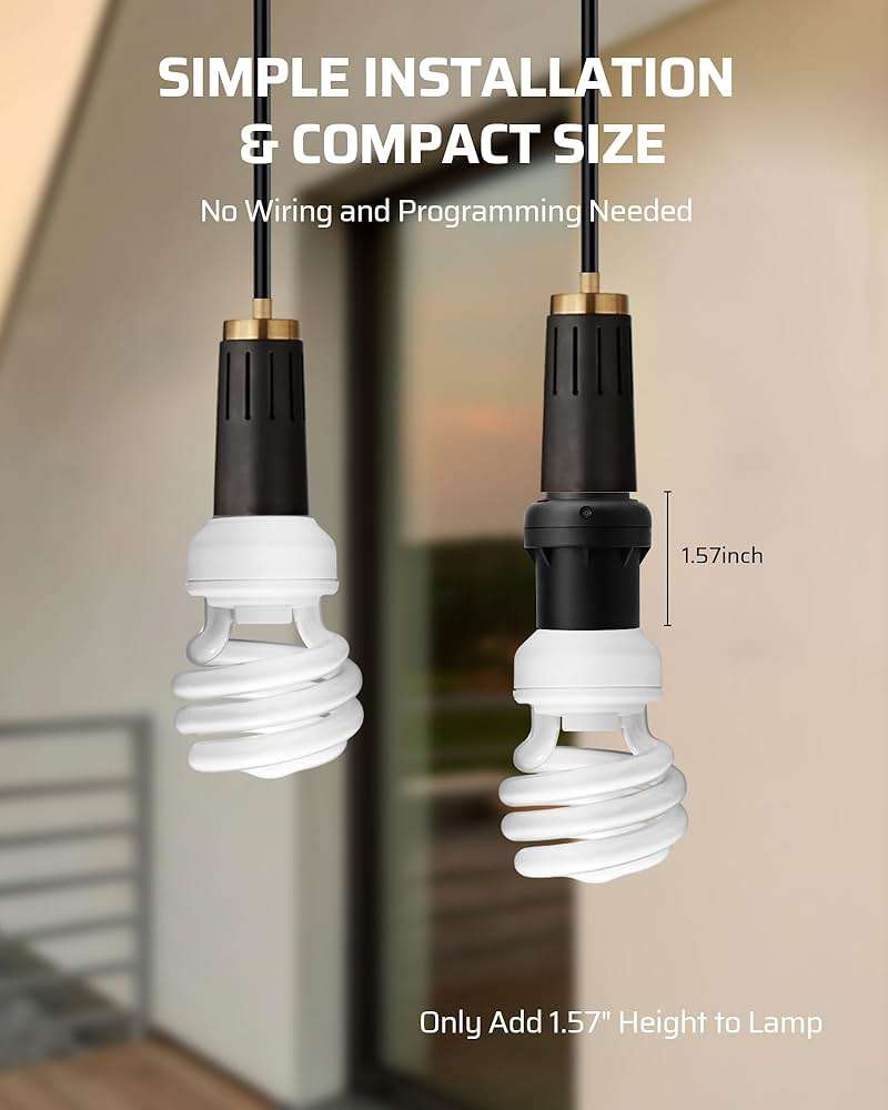 DEWENWILS Light Sensor Socket, Dusk to Dawn Sensor Socket, Light Bulb Socket for Light Fixtures, Compatible with Incandescent/CFL/LED/Halogen Bulbs, 4 Pack, ETL Listed - Image 4