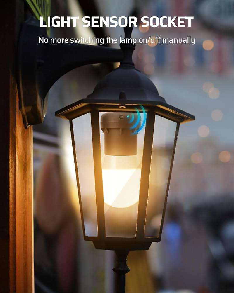 DEWENWILS Light Sensor Socket, Dusk to Dawn Sensor Socket, Light Bulb Socket for Light Fixtures, Compatible with Incandescent/CFL/LED/Halogen Bulbs, 4 Pack, ETL Listed - Image 7