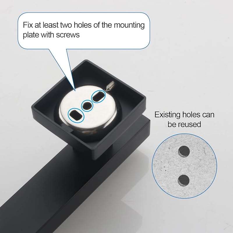 BANGPU Bathroom Shower Slide Bar, Adjustable Handheld Shower Holder Wall Mount Shower Bar Stainless Steel, Matte Black Square Slide Bar - Image 6