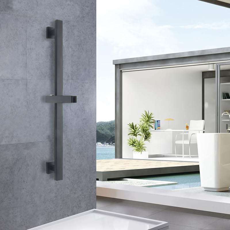 BANGPU Bathroom Shower Slide Bar, Adjustable Handheld Shower Holder Wall Mount Shower Bar Stainless Steel, Matte Black Square Slide Bar - Image 7
