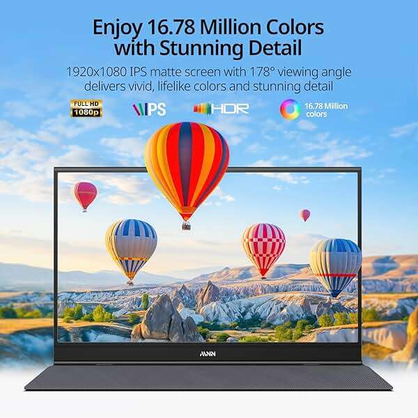 MNN Portable Monitor 15.6inch FHD 1080P 60Hz USB C HDMI Gaming Ultra-Slim IPS Display w/Smart Cover & Speakers,HDR Plug&Play, External Monitor for Laptop PC Phone Mac (15.6'' 1080P) - Image 2