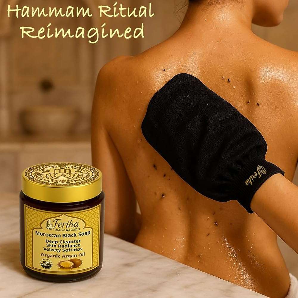 FERIHA Organic Moroccan Black Soap (Argan Oil) - Made in Morocco - 7 oz - Image 4