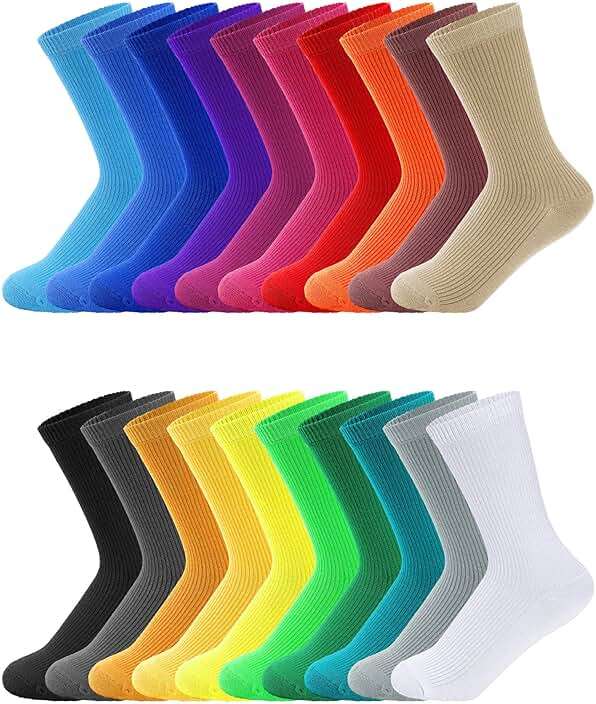 Yaomiao 20 Pairs Boys Solid Dress Socks Breathable Lightweight Cotton Crew Socks for Casual Athletic Boys Girls - Image 1