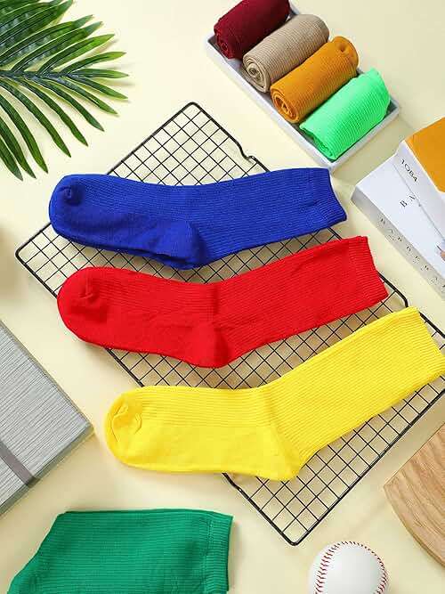 Yaomiao 20 Pairs Boys Solid Dress Socks Breathable Lightweight Cotton Crew Socks for Casual Athletic Boys Girls - Image 4