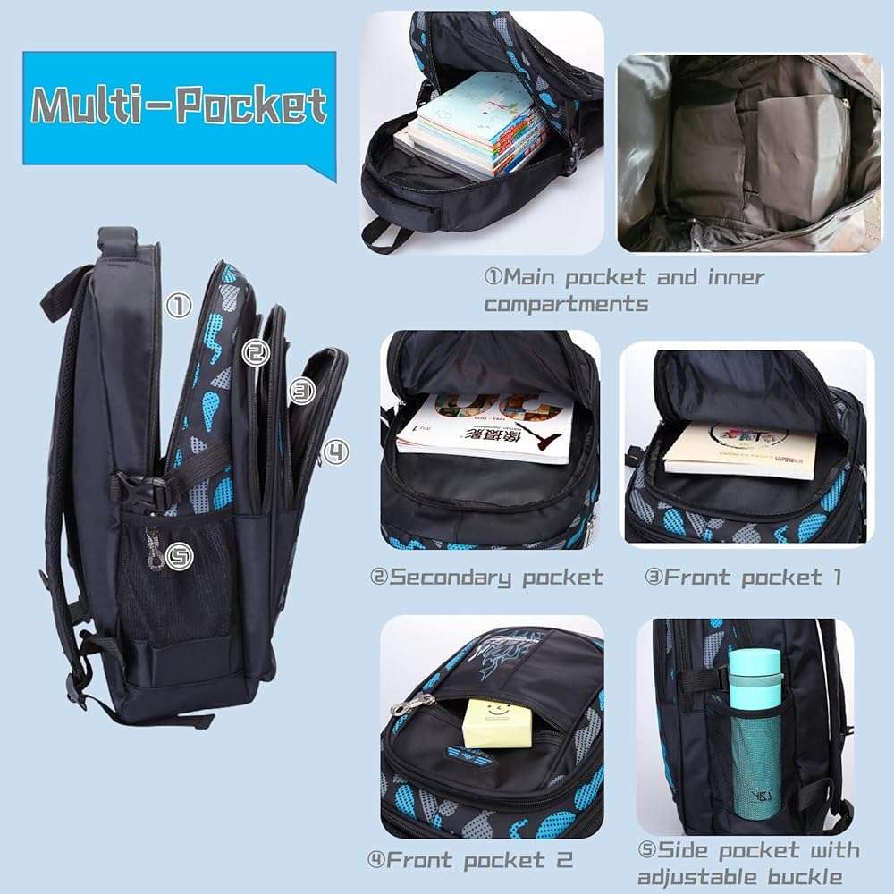 Bansusu Boys Backpack for Kids School Bag, Primary Middle School Backpack for Boys Bookbags - Image 5