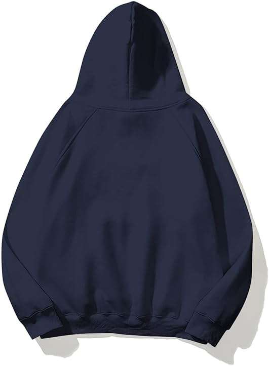 Lauweion Women Solid Basic Fleece Letter Loose Hoodie Sweatshirt Long Sleeve Kangaroo Pocket Drop Shoulder Pullovers Top - Image 2
