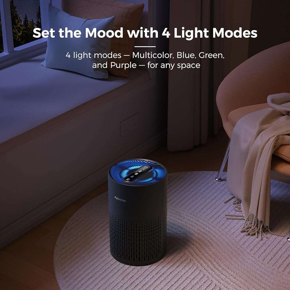 Purivortex Air Purifiers for Bedroom, Quiet Air Purifier with HEPA Filter for Pollen, Smoke, Dust, Pet Dander, Odor, Hair, Ozone Free, Covers Up to 880 Sq Ft, PX500 Black - Image 7