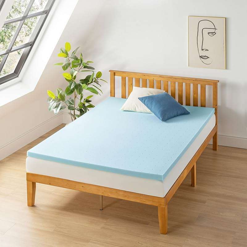 Best Price Mattress 2-inch Ventilated Gel Memory Foam Topper - Twin, Dorm Essentials, Blue - Image 2