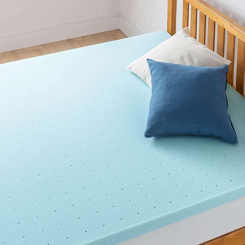 Best Price Mattress 2-inch Ventilated Gel Memory Foam Topper - Twin, Dorm Essentials, Blue - Image 3