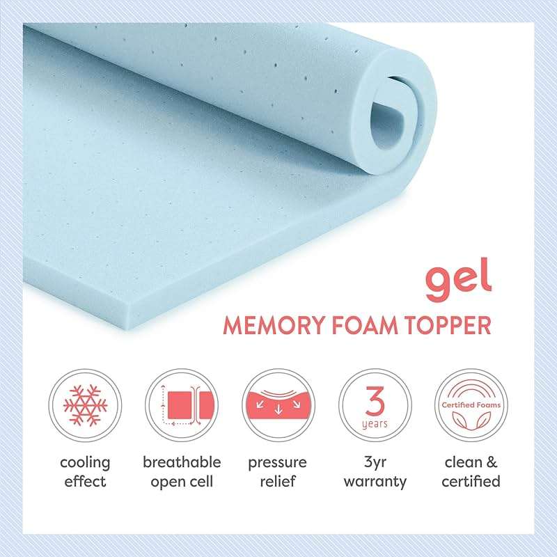 Best Price Mattress 2-inch Ventilated Gel Memory Foam Topper - Twin, Dorm Essentials, Blue - Image 9