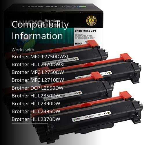 LINKYO Compatible Toner Cartridge Replacement for Brother TN760 TN-760 High Yield TN730 (4-Pack, Design P1) - Image 3