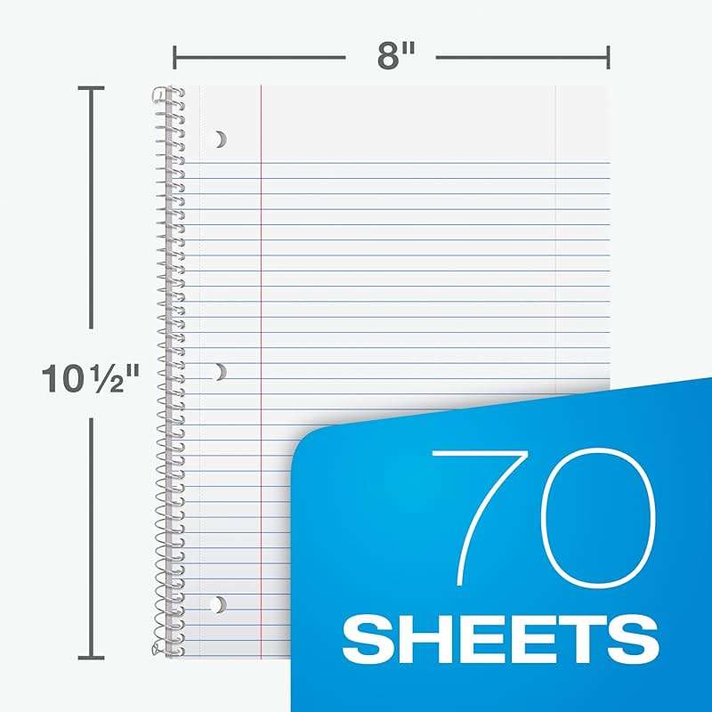 Oxford Spiral Notebooks, 18 Count Bulk Pack, 1 Subject, College Ruled Notebooks for School, 8 x 10.5 Inches, 70 Sheets, Assorted Colors, Back to School Supplies (65206) - Image 2