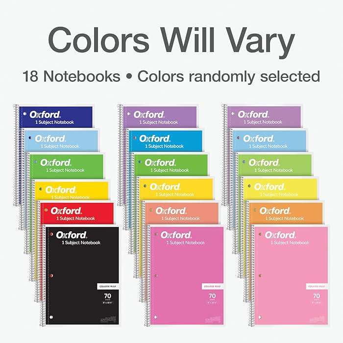 Oxford Spiral Notebooks, 18 Count Bulk Pack, 1 Subject, College Ruled Notebooks for School, 8 x 10.5 Inches, 70 Sheets, Assorted Colors, Back to School Supplies (65206) - Image 5