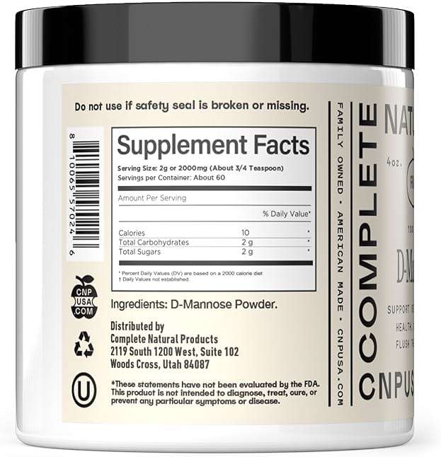 D Mannose Powder Supplement 4oz - D Mannose for UTI Support, Pure D-Mannose Powder for Bladder Urinary Tract Health, Easy Mix Concentrate, No Fillers, Non GMO Gluten Free, Kosher Certified Made USA - Image 3