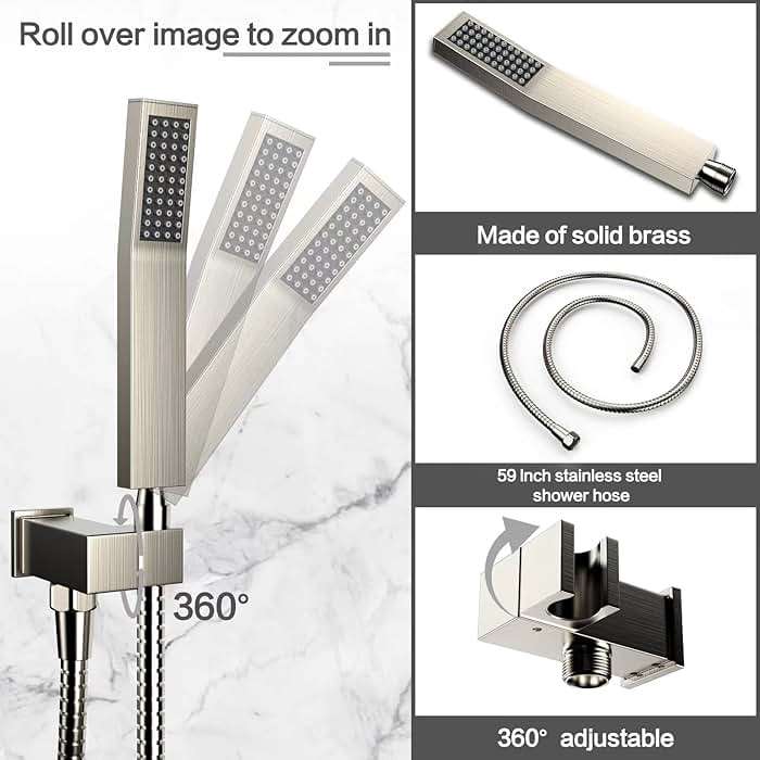 Shower System Rain Shower Faucet Set with Tub Spout,10 inch Bathroom Wall Mounted Waterfall Bathtub Faucet with Handheld Spray and Rough-in Valve Body and Trim kit,Brushed Nickel - Image 6