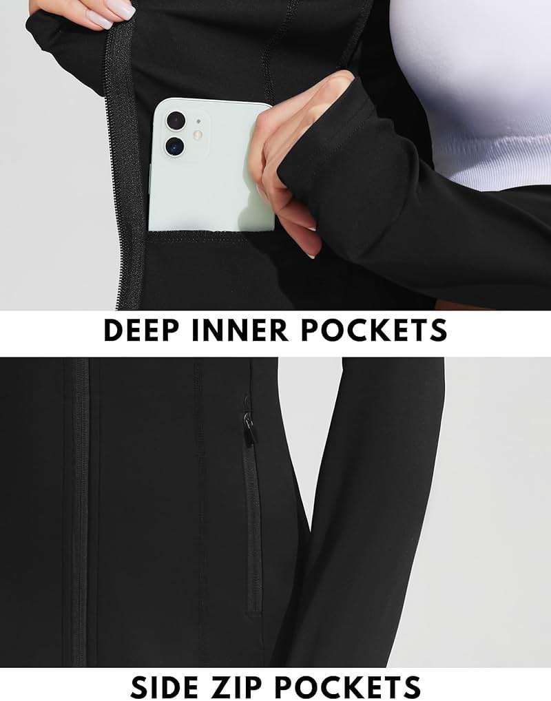 PINSPARK Women's Athletic Jackets Slim Fit Workout Jacket Full Zip Up Running Gym Yoga Sports Tops with Pockets - Image 3