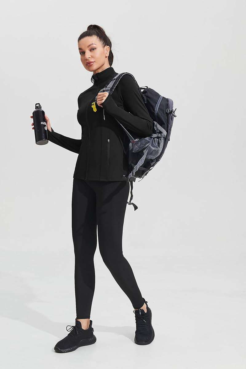 PINSPARK Women's Athletic Jackets Slim Fit Workout Jacket Full Zip Up Running Gym Yoga Sports Tops with Pockets - Image 5
