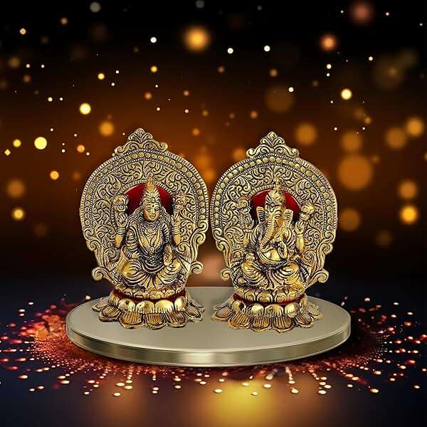 Wonder Care Lakshmi Ganesh Idol for Diwali | Lotus Style Ganesh Laxmi | Home & Office Decoration | Puja Statue - Image 2