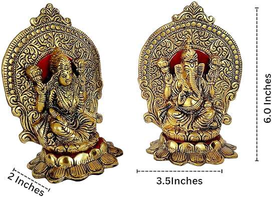 Wonder Care Lakshmi Ganesh Idol for Diwali | Lotus Style Ganesh Laxmi | Home & Office Decoration | Puja Statue - Image 3
