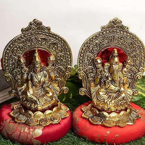 Wonder Care Lakshmi Ganesh Idol for Diwali | Lotus Style Ganesh Laxmi | Home & Office Decoration | Puja Statue - Image 6