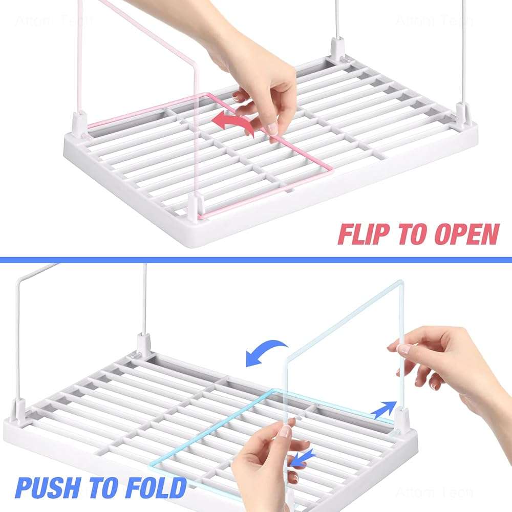 NiHome 4-Pack Stackable Plastic Kitchen Storage Shelf Foldable Rack - White Kitchen Cabinet Organizer and Storage Shelves Stackable Expandable Storage Racks for Counter Cabinet Pantry - Image 6