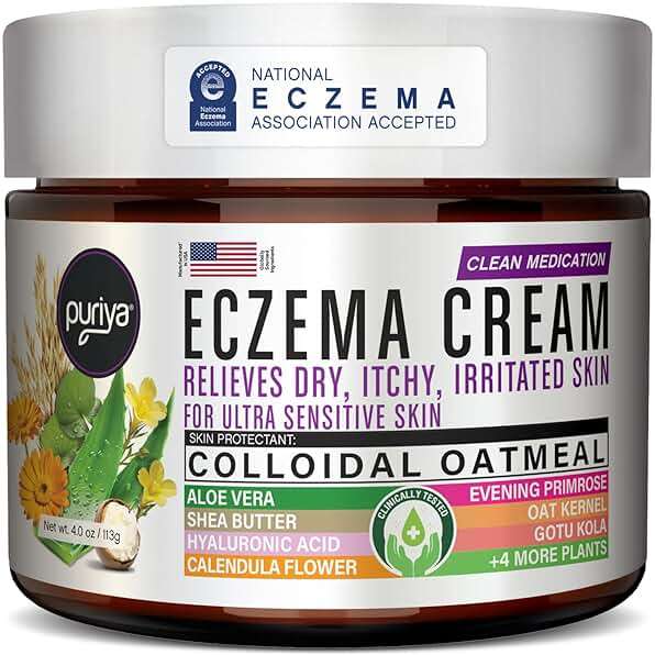 Puriya 5-in-1 Eczema Cream for Kids, Baby, Toddler, Adults, Advanced Colloidal Oatmeal Lotion for Dry, Itchy Skin Relief on Face and Body, Clinically Tested, Intensive Moisturizing Eczema Treatment - Image 1