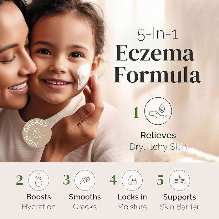 Puriya 5-in-1 Eczema Cream for Kids, Baby, Toddler, Adults, Advanced Colloidal Oatmeal Lotion for Dry, Itchy Skin Relief on Face and Body, Clinically Tested, Intensive Moisturizing Eczema Treatment - Image 2