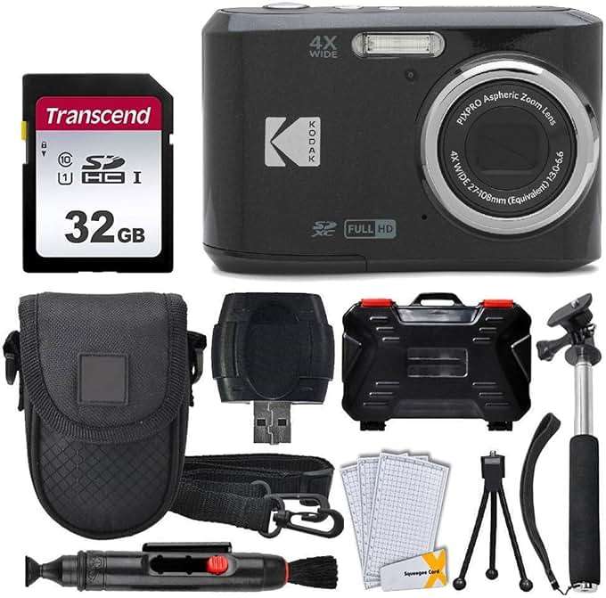 Kodak PIXPRO FZ45 Digital Camera, 32GB Memory Card, Point and Shoot Camera Case, Extendable Monopod, Lens Cleaning Pen, LCD Screen Protectors, Table Top Tripod â€“ Ultimate Bundle (Black) - Image 1