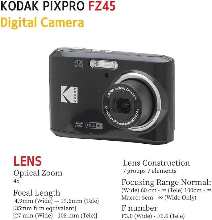 Kodak PIXPRO FZ45 Digital Camera Bundle with Black Point & Shoot Camera Case + Transcend 64GB SD Memory Card + Tri-fold Memory Card Wallet + Hi-Speed SD USB Card Reader + More (Black) - Image 8