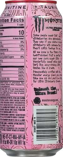 Monster Energy Ultra Strawberry Dreams, Sugar Free Energy Drink, 16oz - Image 4