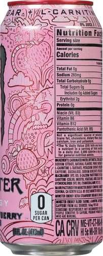 Monster Energy Ultra Strawberry Dreams, Sugar Free Energy Drink, 16oz - Image 7