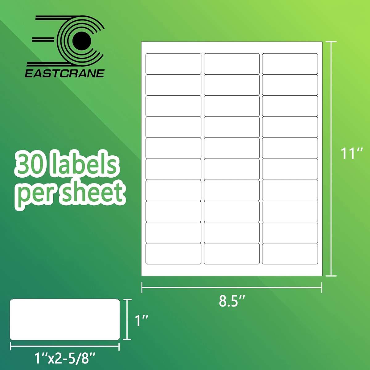 EastCrane 1" x 2-5/8" Printable Mailing Address Labels,3,000 Sticker Labels(100 Sheets),White Blank Labels for Laser/Inkjet Printer,Permanent Adhesive Name Labels,FBA Labels - Image 2