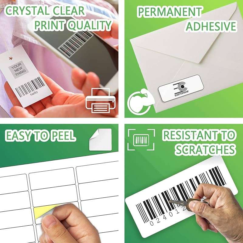 EastCrane 1" x 2-5/8" Printable Mailing Address Labels,3,000 Sticker Labels(100 Sheets),White Blank Labels for Laser/Inkjet Printer,Permanent Adhesive Name Labels,FBA Labels - Image 4